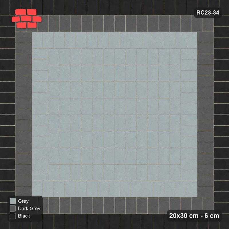 Interlock (Pasco) 20x30 cm · RC23-34 · Graded Triple Border, Vertical Stack · Top view