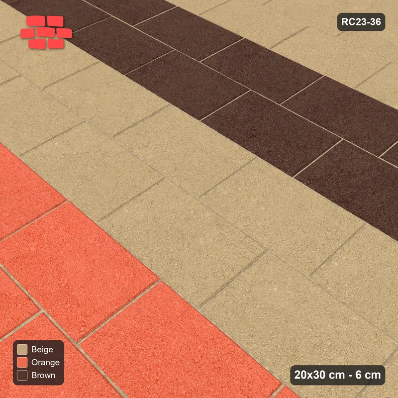 Interlock (Pasco) 20x30 cm · RC23-36 · Running Bond 1/3, Twin Bands · Side view