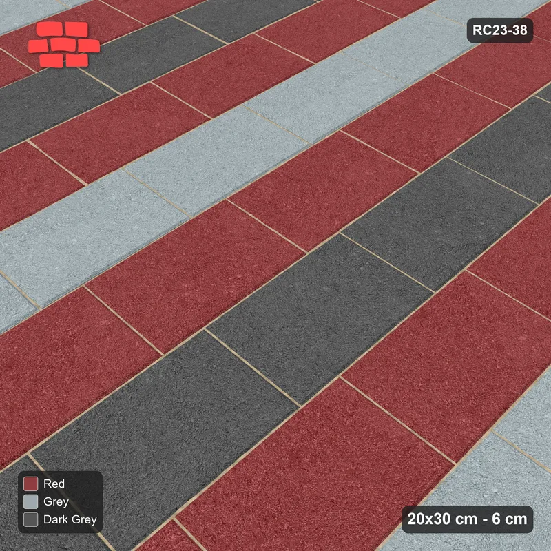 Interlock (Pasco) 20x30 cm · RC23-38 · Running Bond 1/4, Vertical Stripes · Side view