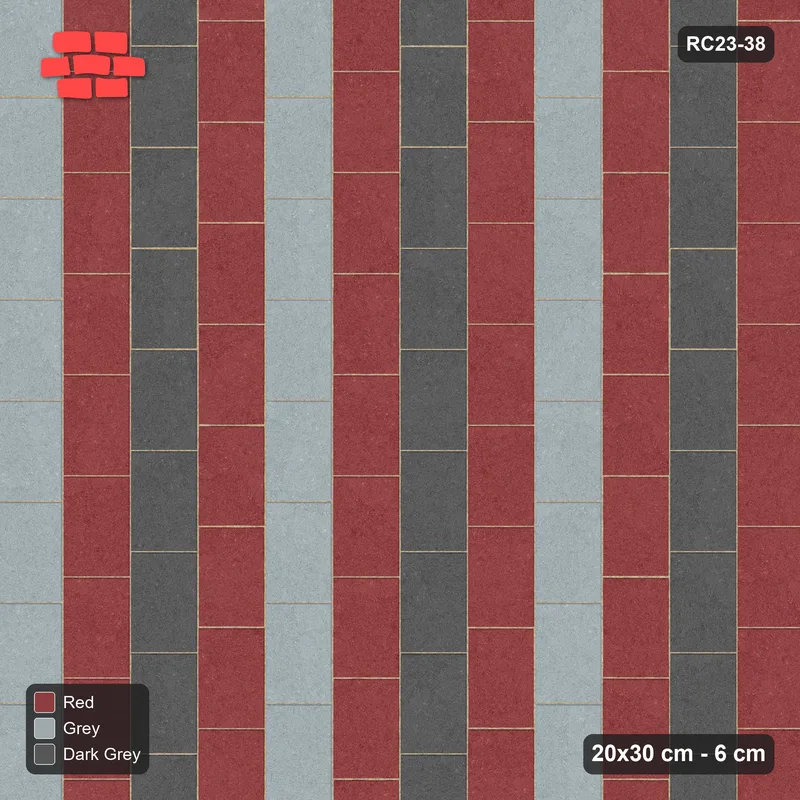 Interlock (Pasco) 20x30 cm · RC23-38 · Running Bond 1/4, Vertical Stripes · Top view