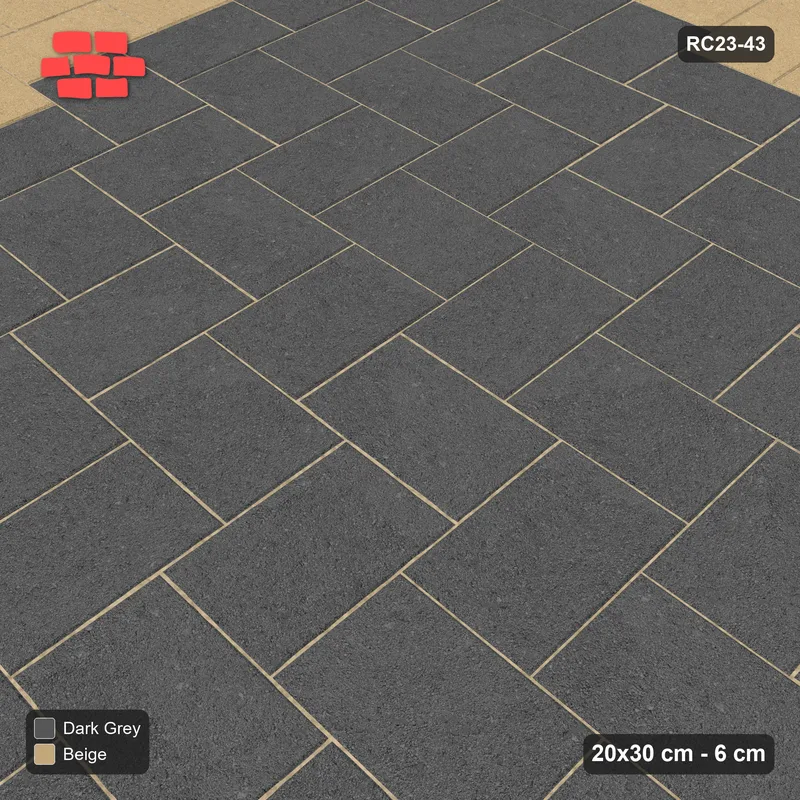Interlock (Pasco) 20x30 cm · RC23-43 · Herringbone 90 degrees, Accent Edge · Side view