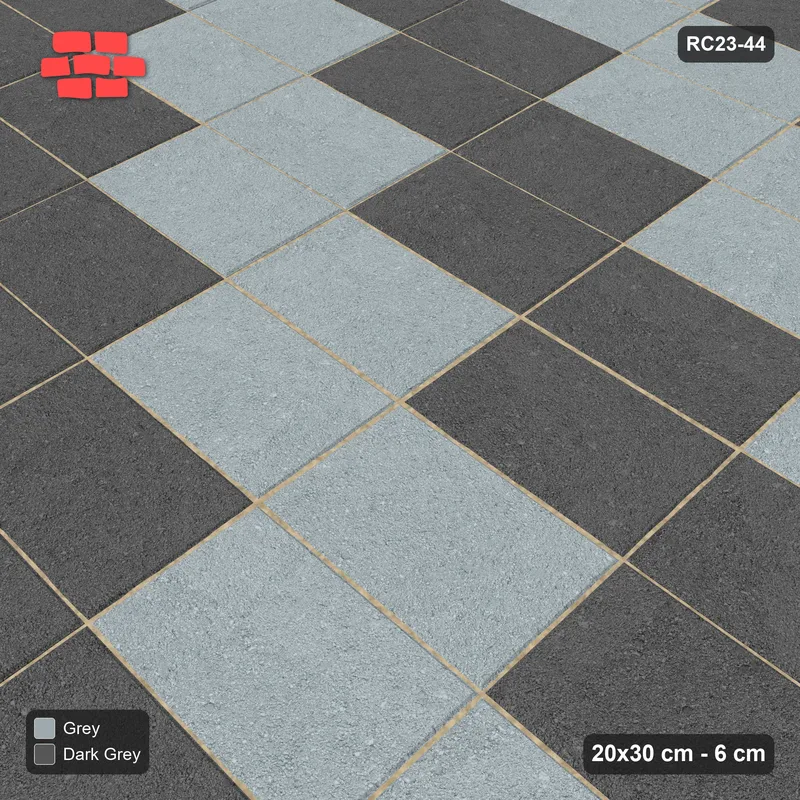 Interlock (Pasco) 20x30 cm · RC23-44 · Stack Bond, Two-Tone Steps · Side view