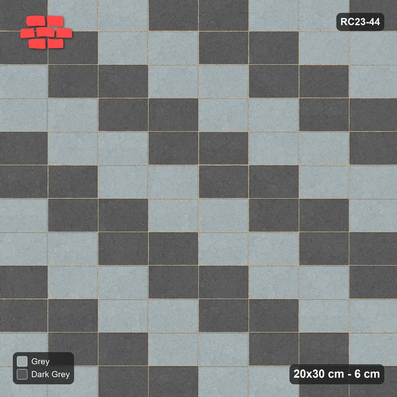Interlock (Pasco) 20x30 cm · RC23-44 · Stack Bond, Two-Tone Steps · Top view