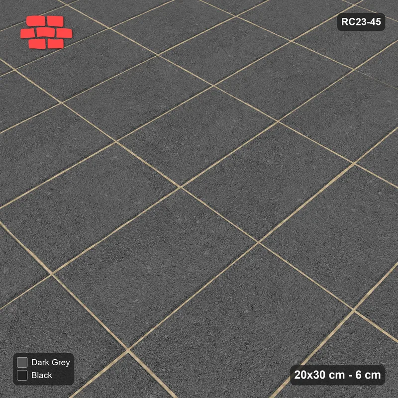 Interlock (Pasco) 20x30 cm · RC23-45 · Vertical Stack Bond, Kerb Frame · Side view