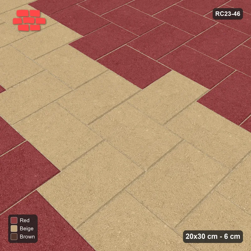 Interlock (Pasco) 20x30 cm · RC23-46 · Herringbone Feature Band, Kerb Frame · Side view