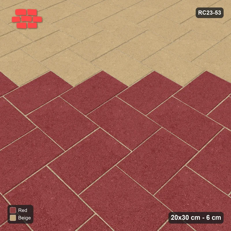 Interlock (Pasco) 20x30 cm · RC23-53 · Stepped Herringbone (3:2), Diagonal Stripes 3x · Side view