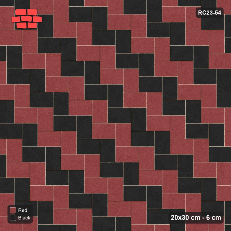 Interlock (Pasco) 20x30 cm · RC23-54 · Stepped Herringbone (3:2), Diagonal Stripes 1x · Top view
