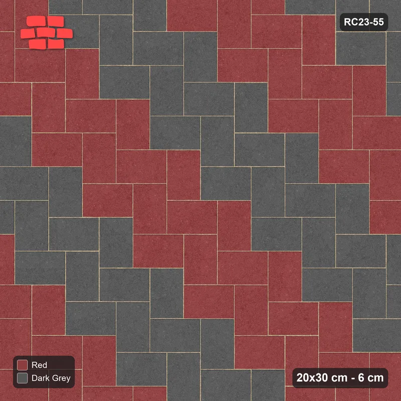 Interlock (Pasco) 20x30 cm · RC23-55 · Stepped Herringbone (3:2), Diagonal Stripes 2x · Top view