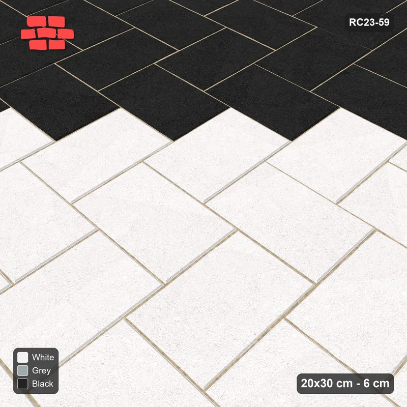 Interlock (Pasco) 20x30 cm · RC23-59 · Stepped Herringbone (3:2), Three-Tone Stripes 2x · Side view