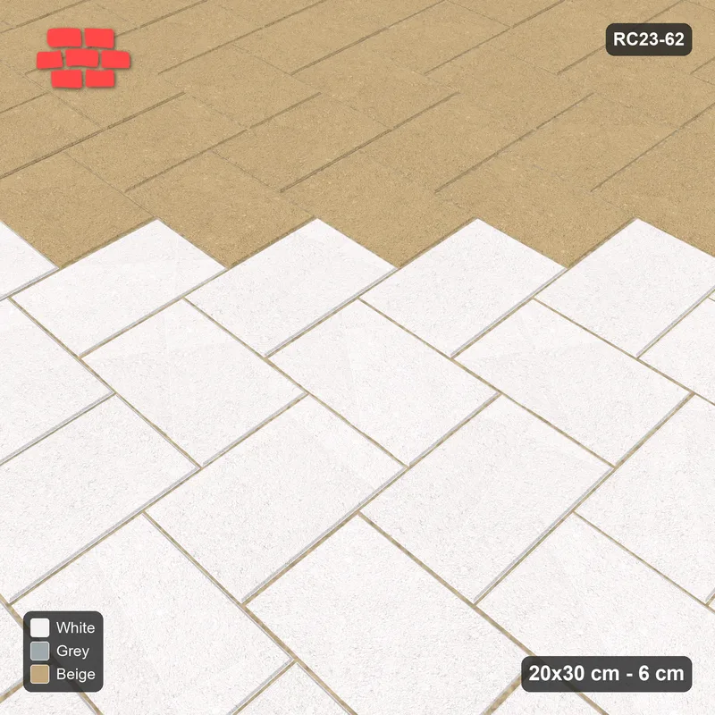 Interlock (Pasco) 20x30 cm · RC23-62 · Stepped Herringbone (3:2), Three-Tone Stripes 3x · Side view