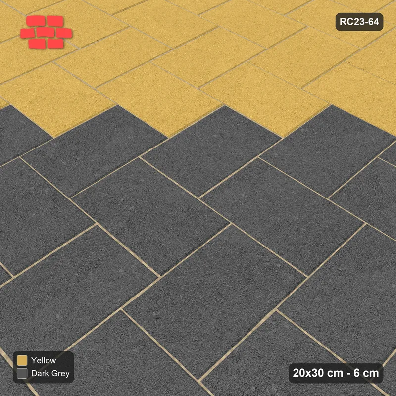 Interlock (Pasco) 20x30 cm · RC23-64 · Stepped Herringbone (3:2), Accent Diagonals · Side view