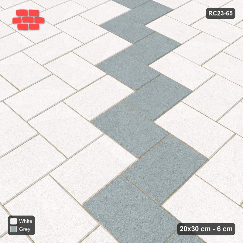 Interlock (Pasco) 20x30 cm · RC23-65 · Stepped Herringbone (3:2), Accent Diagonals · Side view