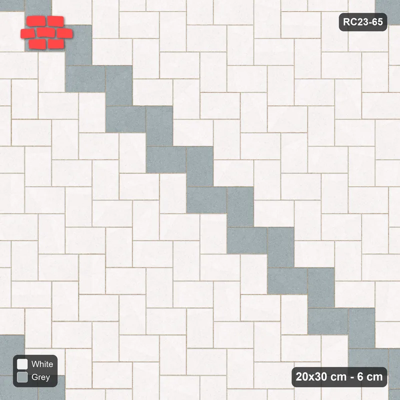 Interlock (Pasco) 20x30 cm · RC23-65 · Stepped Herringbone (3:2), Accent Diagonals · Top view
