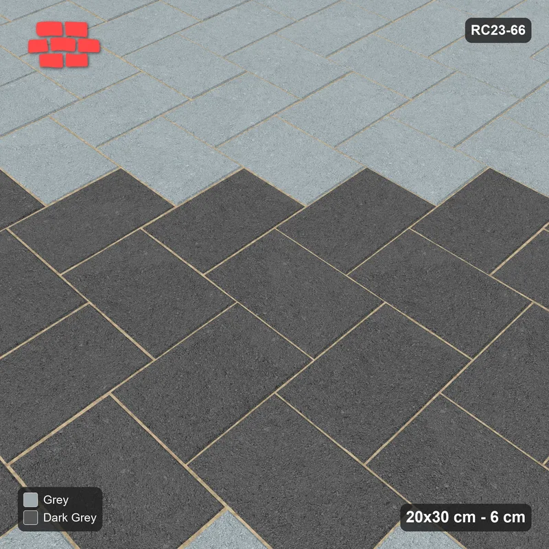 Interlock (Pasco) 20x30 cm · RC23-66 · Stepped Herringbone (3:2), Accent Diagonals · Side view