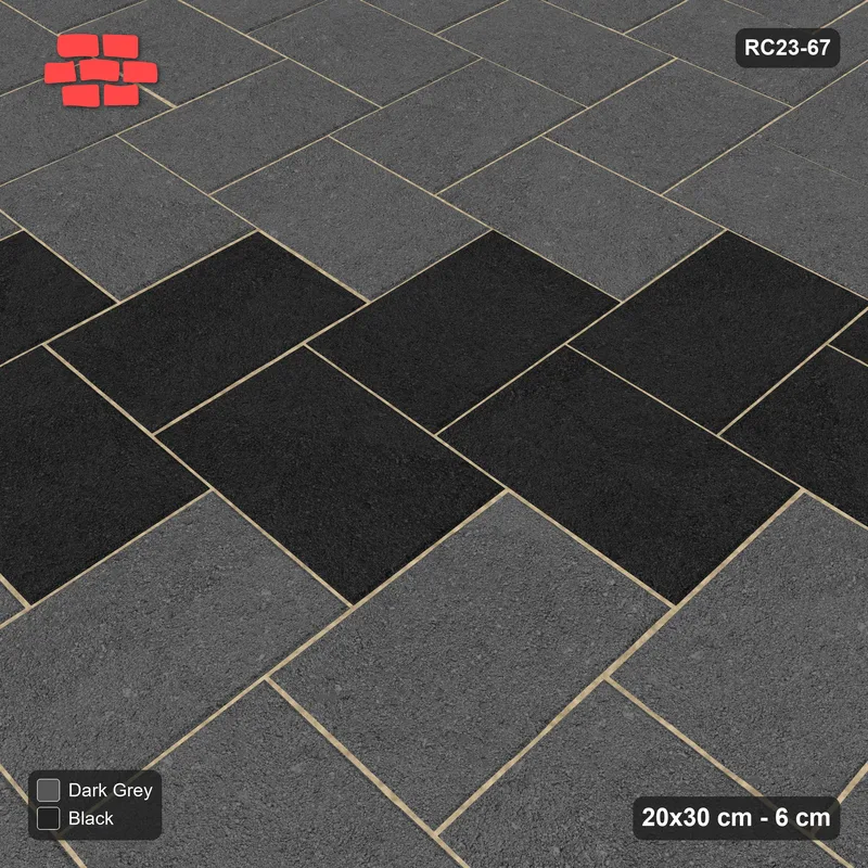 Interlock (Pasco) 20x30 cm · RC23-67 · Stepped Herringbone (3:2), Accent Diagonals · Side view