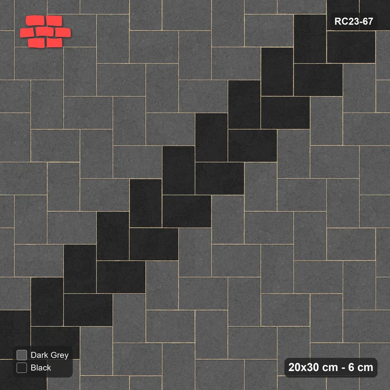 Interlock (Pasco) 20x30 cm · RC23-67 · Stepped Herringbone (3:2), Accent Diagonals · Top view