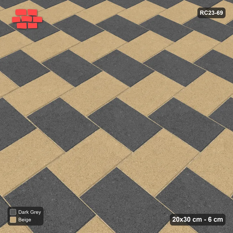 Interlock (Pasco) 20x30 cm · RC23-69 · Stepped Herringbone (3:2), Two-Tone · Side view