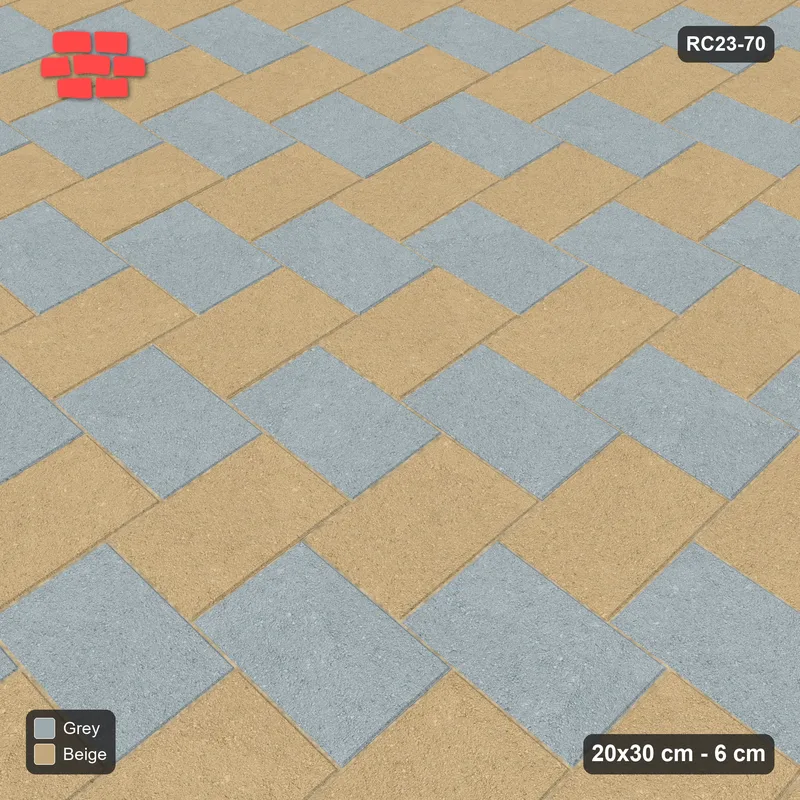 Interlock (Pasco) 20x30 cm · RC23-70 · Stepped Herringbone (3:2), Two-Tone · Side view