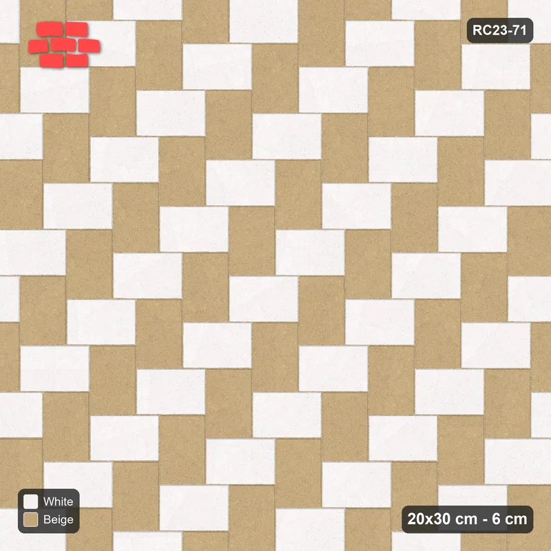 Interlock (Pasco) 20x30 cm · RC23-71 · Stepped Herringbone (3:2), Two-Tone · Top view