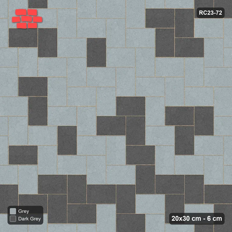 Interlock (Pasco) 20x30 cm · RC23-72 · Stepped Herringbone (3:2), Soft Blend · Top view