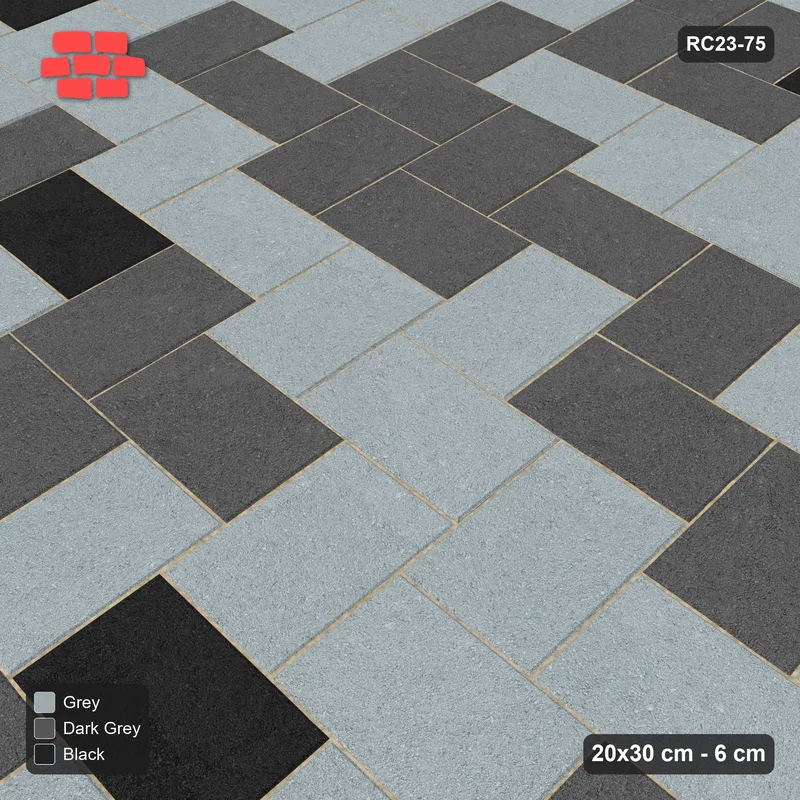 Interlock (Pasco) 20x30 cm · RC23-75 · Stepped Herringbone (3:2), Three-Tone Soft Blend · Side view