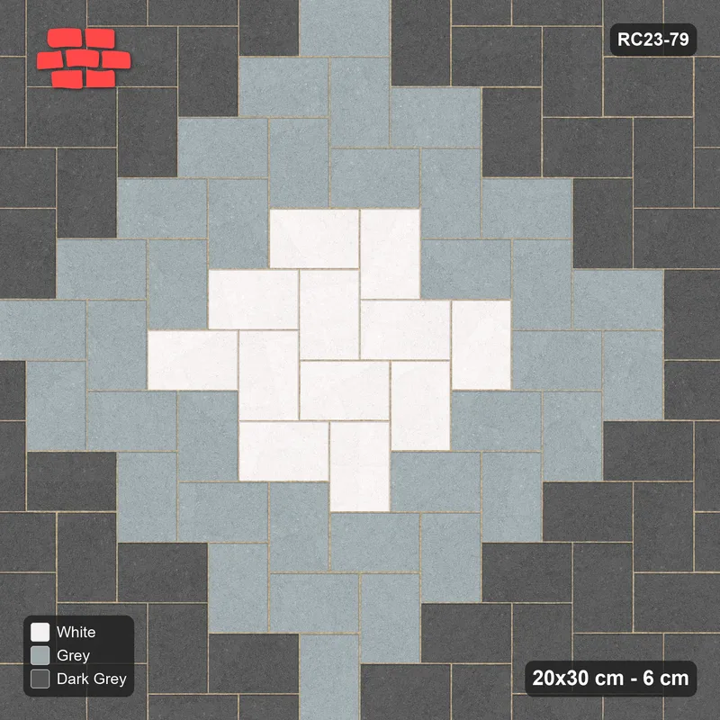 Interlock (Pasco) 20x30 cm · RC23-79 · Stepped Herringbone (3:2), Diamond Medallion · Top view