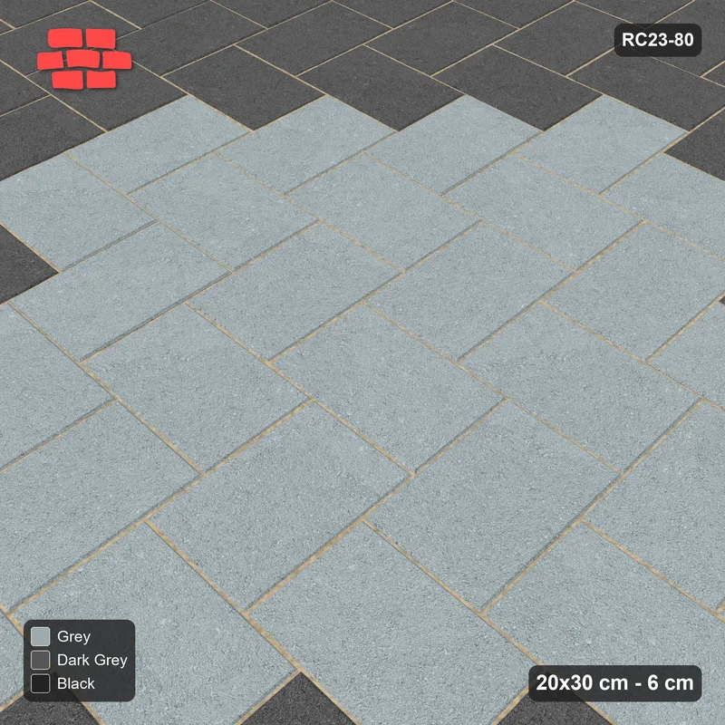 Interlock (Pasco) 20x30 cm · RC23-80 · Stepped Herringbone (3:2), Diamond Medallion · Side view