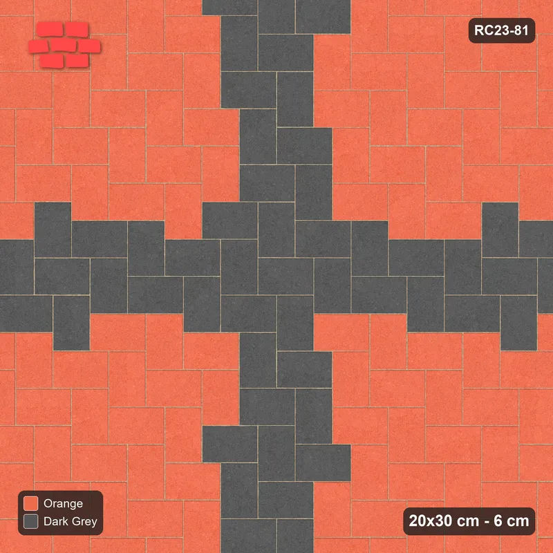 Interlock (Pasco) 20x30 cm · RC23-81 · Stepped Herringbone (3:2), Cross Feature · Top view