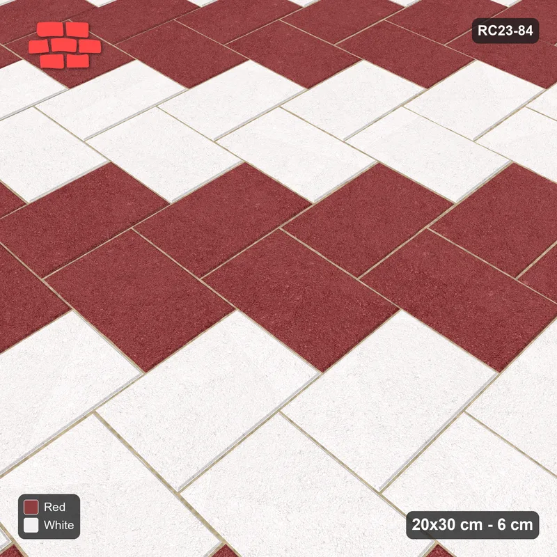 Interlock (Pasco) 20x30 cm · RC23-84 · Stepped Herringbone (3:2), Diagonal Stripes, 25B Kerb Frame · Side view