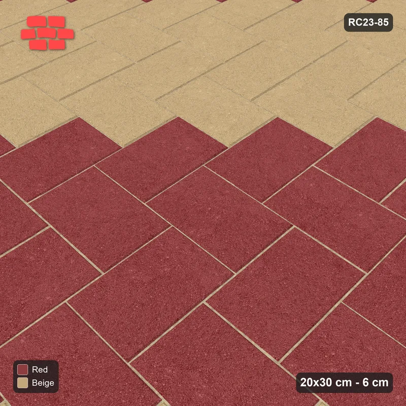 Interlock (Pasco) 20x30 cm · RC23-85 · Stepped Herringbone (3:2), Diagonal Stripes, 30H Kerb Frame · Side view