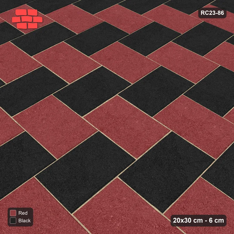 Interlock (Pasco) 20x30 cm · RC23-86 · Stepped Herringbone (3:2), Two-Tone, 38F Kerb Frame · Side view