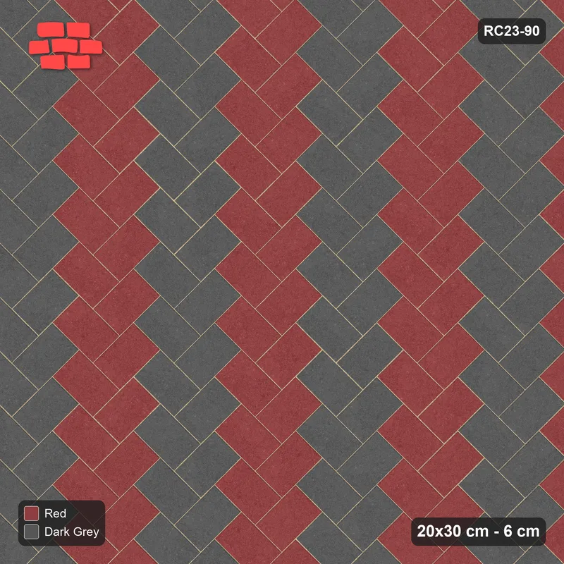 Interlock (Pasco) 20x30 cm · RC23-90 · Stepped Chevron (3:2), Chevron Stripes 1x · Top view