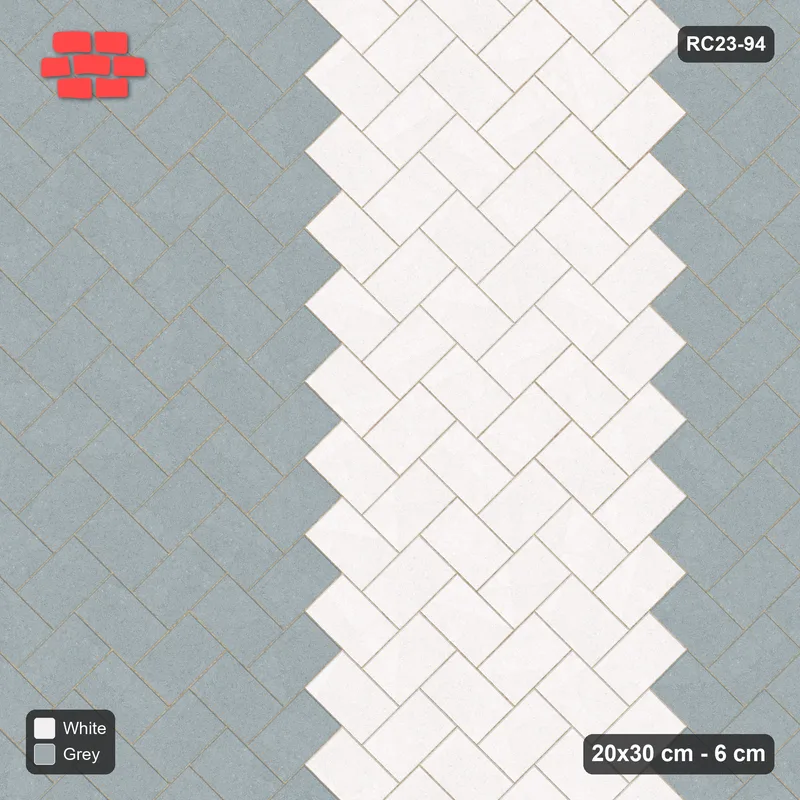 Interlock (Pasco) 20x30 cm · RC23-94 · Stepped Chevron (3:2), Chevron Stripes 3x · Top view