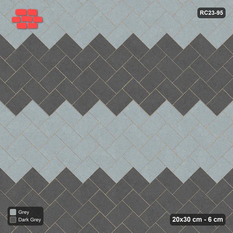 Interlock (Pasco) 20x30 cm · RC23-95 · Stepped Chevron (3:2), Chevron Stripes 3x · Top view