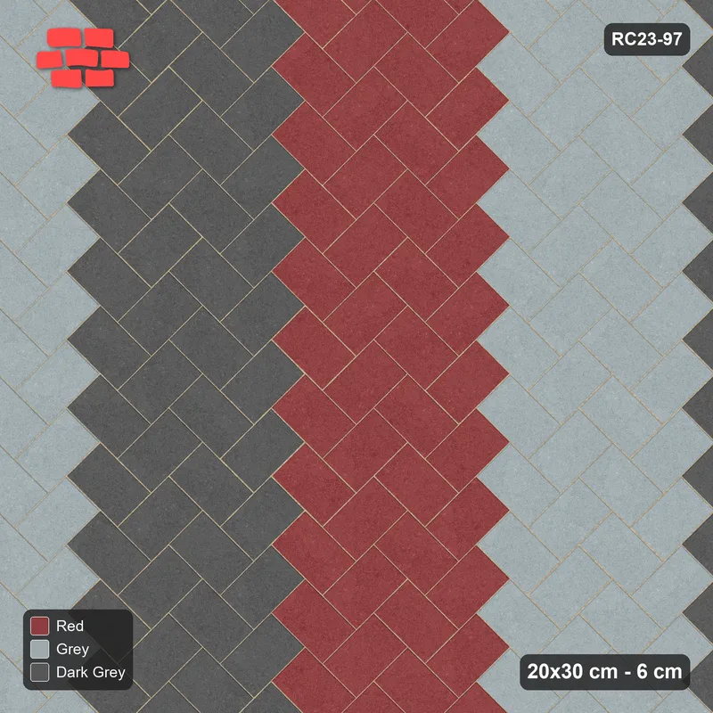 Interlock (Pasco) 20x30 cm · RC23-97 · Stepped Chevron (3:2), Three-Tone Chevron · Top view