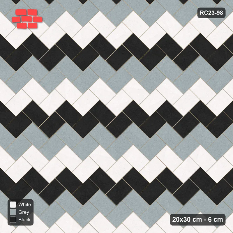 Interlock (Pasco) 20x30 cm · RC23-98 · Stepped Chevron (3:2), Three-Tone Chevron · Top view