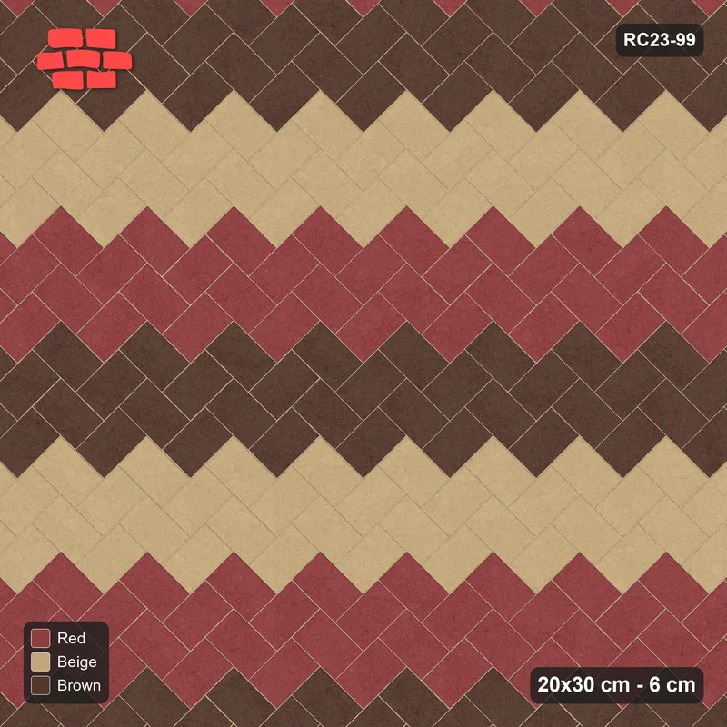 Interlock (Pasco) 20x30 cm · RC23-99 · Stepped Chevron (3:2), Three-Tone Chevron · Top view