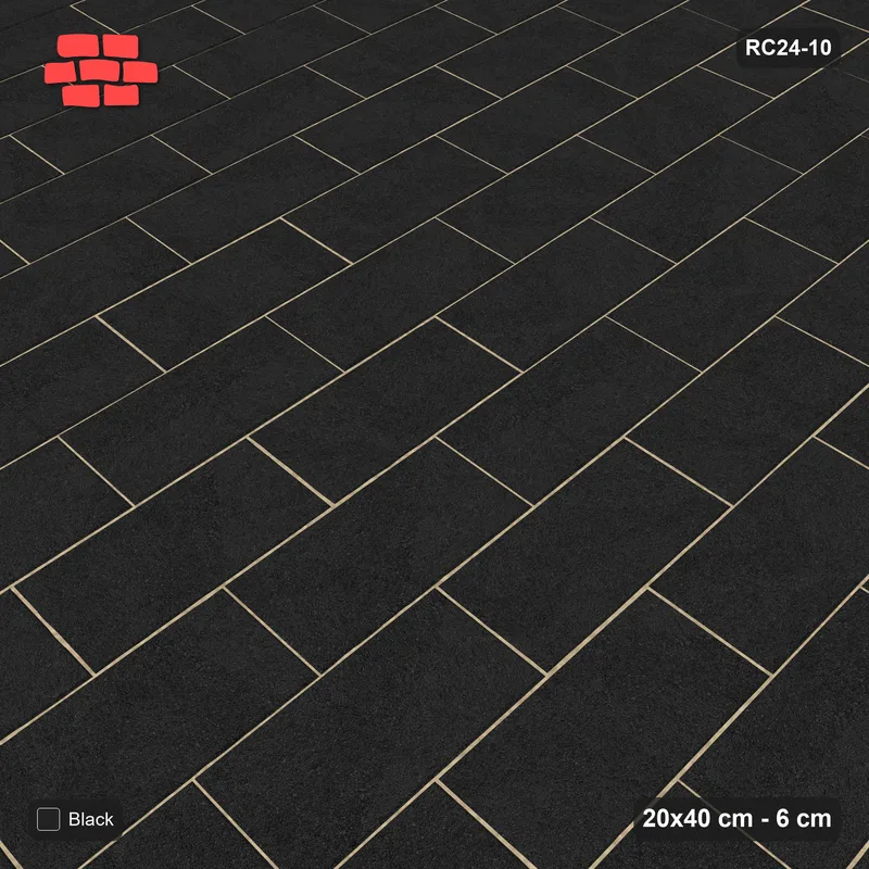 Interlock (Pasco) 20x40 cm · RC24-10 · Running bond 1/2 vertical planks · Side view Interlock (Pasco) 20x40 cm · RC24-10 · Running bond 1/2 vertical planks · Side view