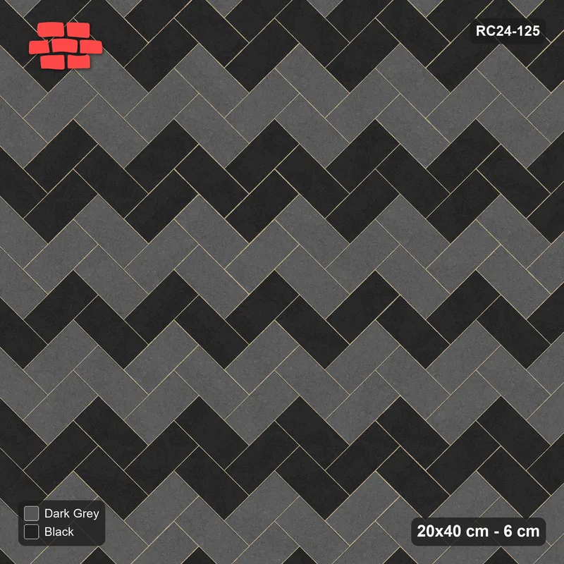 Interlock (Pasco) 20x40 cm · RC24-125 · Herringbone 45, 40 cm colour bands - Night Sky · Top view Interlock (Pasco) 20x40 cm · RC24-125 · Herringbone 45, 40 cm colour bands - Night Sky · Top view