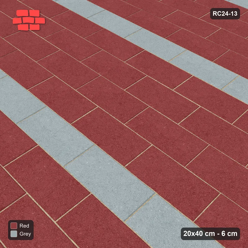 Interlock (Pasco) 20x40 cm · RC24-13 · Running bond with course stripes · Side view Interlock (Pasco) 20x40 cm · RC24-13 · Running bond with course stripes · Side view