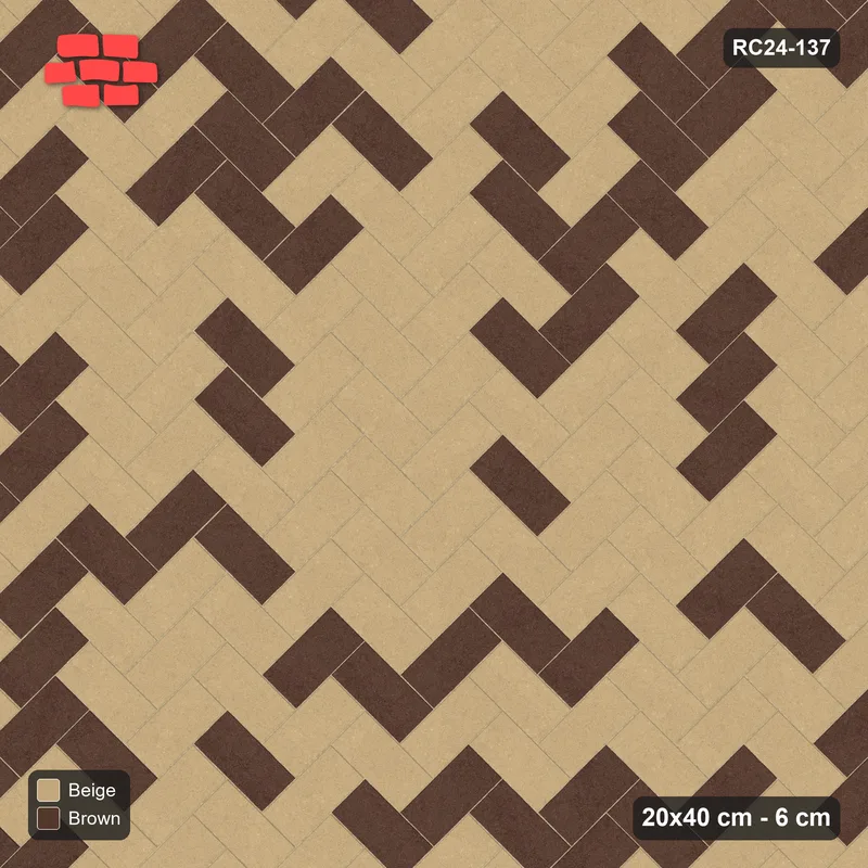 Interlock (Pasco) 20x40 cm · RC24-137 · Herringbone 45, tonal blend - Sandstone · Top view Interlock (Pasco) 20x40 cm · RC24-137 · Herringbone 45, tonal blend - Sandstone · Top view