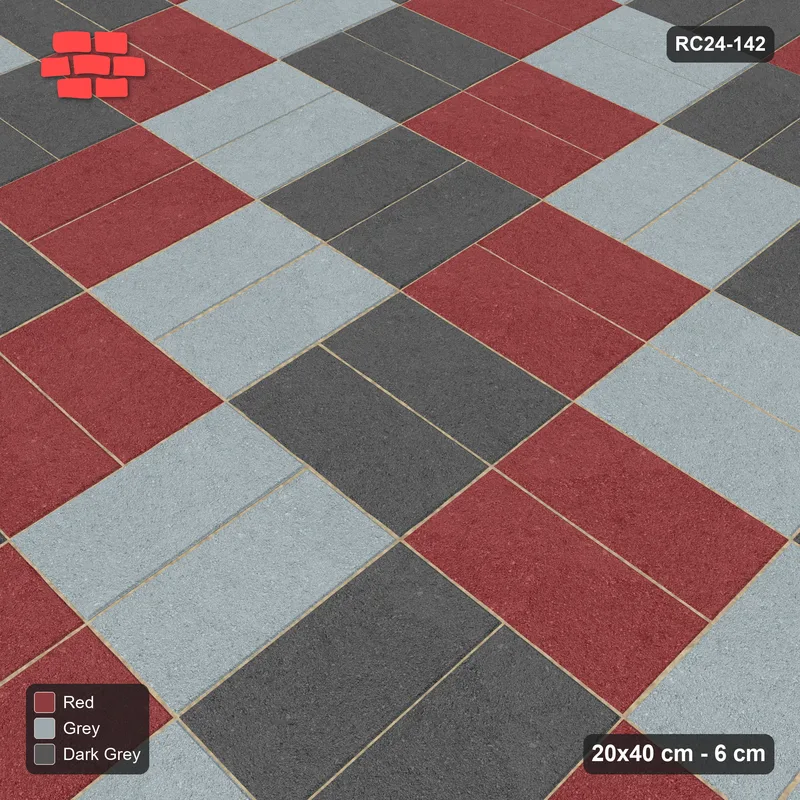 Interlock (Pasco) 20x40 cm · RC24-142 · Double basketweave, block checker - Urban Brick · Side view Interlock (Pasco) 20x40 cm · RC24-142 · Double basketweave, block checker - Urban Brick · Side view
