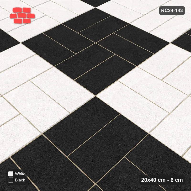 Interlock (Pasco) 20x40 cm · RC24-143 · Basketweave, block checker 2x2 - Contrast · Side view Interlock (Pasco) 20x40 cm · RC24-143 · Basketweave, block checker 2x2 - Contrast · Side view