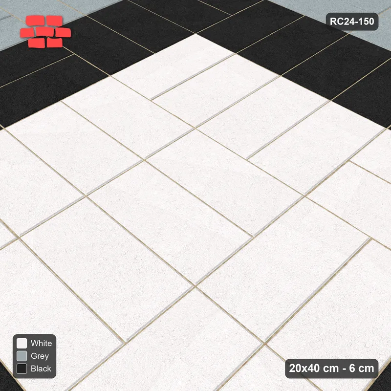 Interlock (Pasco) 20x40 cm · RC24-150 · Double basketweave, accent edge course - Tuxedo · Side view Interlock (Pasco) 20x40 cm · RC24-150 · Double basketweave, accent edge course - Tuxedo · Side view