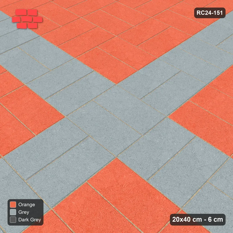 Interlock (Pasco) 20x40 cm · RC24-151 · Basketweave, central cross - Sunset Slate · Side view Interlock (Pasco) 20x40 cm · RC24-151 · Basketweave, central cross - Sunset Slate · Side view