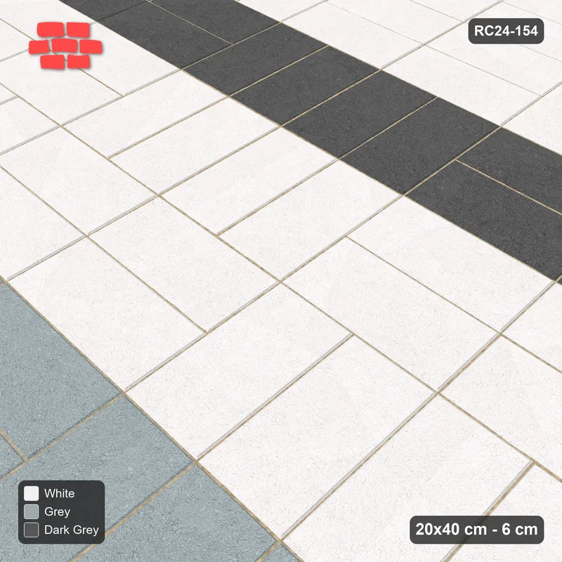 Interlock (Pasco) 20x40 cm · RC24-154 · Double basketweave, twin feature bands - Monochrome · Side view Interlock (Pasco) 20x40 cm · RC24-154 · Double basketweave, twin feature bands - Monochrome · Side view