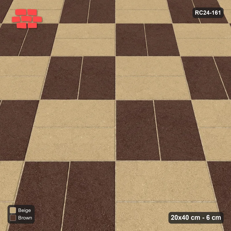 Interlock (Pasco) 20x40 cm · RC24-161 · Diagonal parquet, block checker - Sandstone · Side view Interlock (Pasco) 20x40 cm · RC24-161 · Diagonal parquet, block checker - Sandstone · Side view