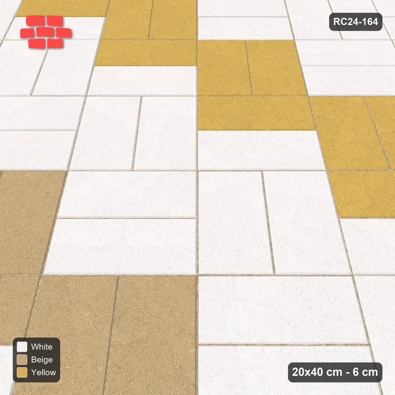Interlock (Pasco) 20x40 cm · RC24-164 · Diagonal parquet, twin feature bands - Golden Sand · Side view Interlock (Pasco) 20x40 cm · RC24-164 · Diagonal parquet, twin feature bands - Golden Sand · Side view