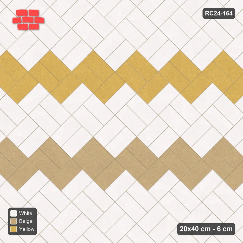Interlock (Pasco) 20x40 cm · RC24-164 · Diagonal parquet, twin feature bands - Golden Sand · Top view Interlock (Pasco) 20x40 cm · RC24-164 · Diagonal parquet, twin feature bands - Golden Sand · Top view
