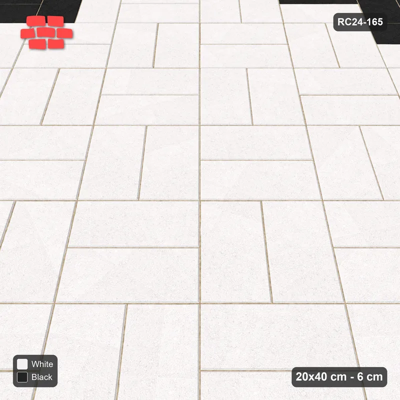 Interlock (Pasco) 20x40 cm · RC24-165 · Diagonal parquet, accent edge course - Contrast · Side view Interlock (Pasco) 20x40 cm · RC24-165 · Diagonal parquet, accent edge course - Contrast · Side view